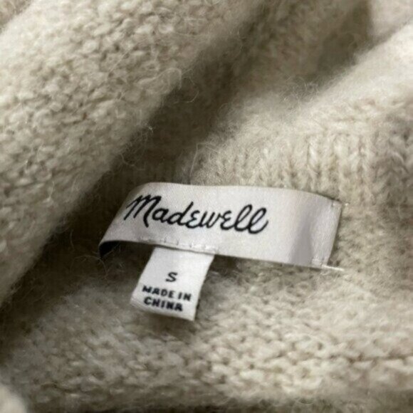 Madewell Neutral Alpaca Wool Hoodie Relaxed Fit Lounge Cozy Athleisure Sweater - Picture 5 of 7